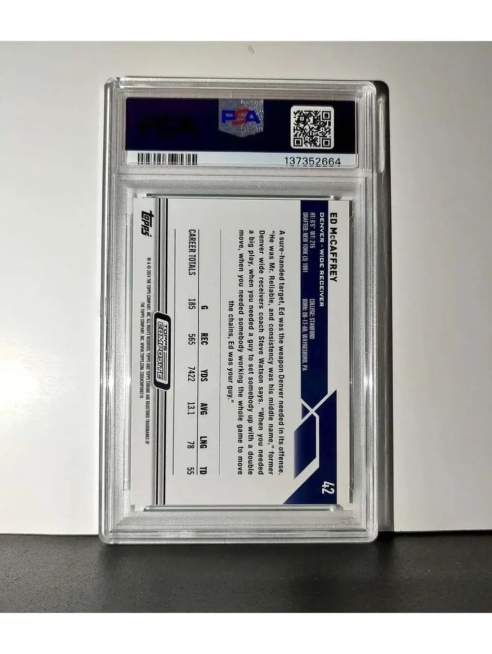 Ed McCaffrey 2023 Topps Chrome 159/199 #42 Aqua Refractors PSA 10 Gem Mint